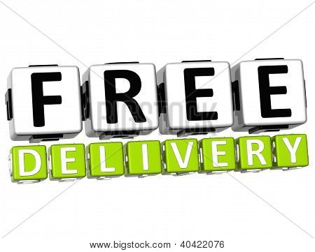 3D Free Delivery Button Click Here Block Text