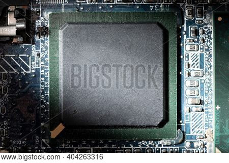 Computer CPU mockup motherboard closeup