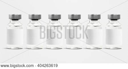 Injection glass vials with blank white label