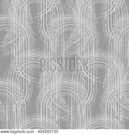 Modern Trendy Mid Century Abstract Shapes Monochrome Seamless Pattern. Geometric Textured Repeat Pat