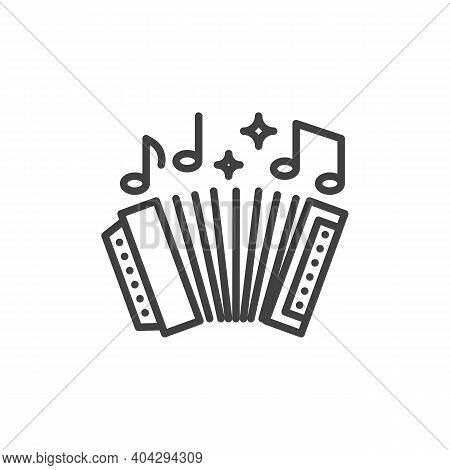 Harmonica Music Instrument Line Icon. Linear Style Sign For Mobile Concept And Web Design. Musical N