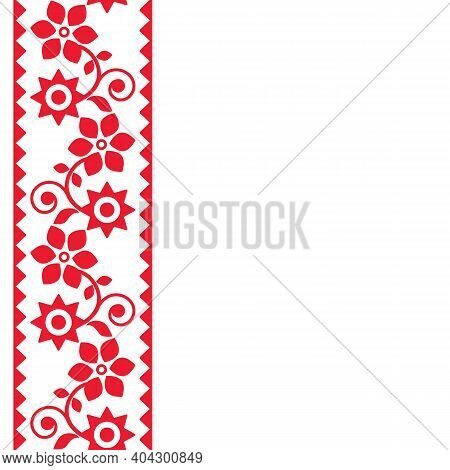 Polish Retro Floral  Folk Art Vector Greeting Card Design Inspired By Traditional Highlanders Embroi