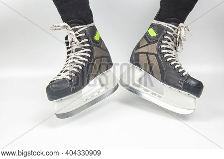 Mens Skates For Ice Skating On White Background