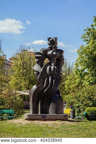 Vilnius, Lithuania - May 14, 2017: Bronze Statue 