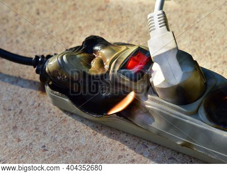 Outlets With Switche Caught Fire In Room. Overloaded Electrical Current Or Short In Device From Many