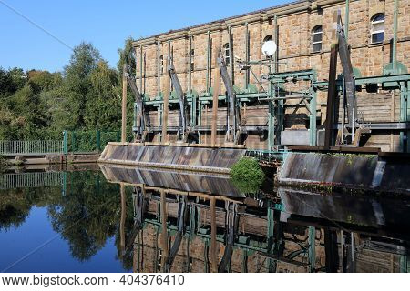 Muelheim An Der Ruhr City In Germany. Hydroelectric Power Plant On River Ruhr.