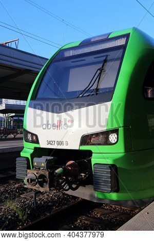 Essen, Germany - September 21, 2020: Abellio Brand Passenger Train (model: Stadler Flirt 3 Xl) At Ha