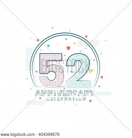 52 Years Anniversary Celebration, Modern 52 Anniversary Design Vector Illustration