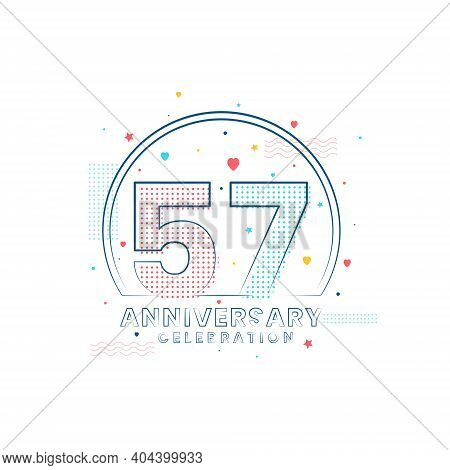 57 Years Anniversary Celebration, Modern 57 Anniversary Design Vector Illustration