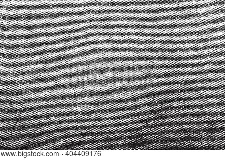 Distress Thread Used Texture. Grunge Rough Dirty Background. Shabby Black Cotton Cover. Overlay Aged