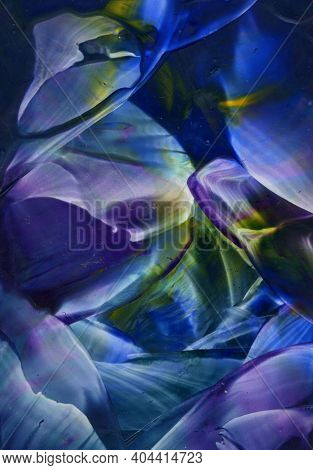 Blue Liquid Marble Background, Fluid Texture, Marbeling Shapes.