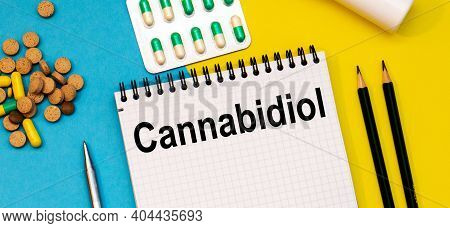 Treatment Word, Cannabidiol Word With Medical Concepts And Medical Equipment