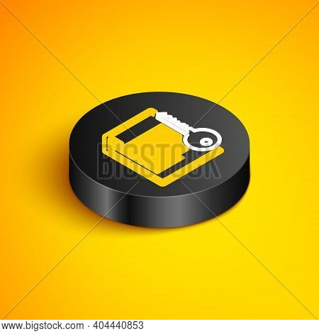 Isometric Line Smart Contract Icon Isolated On Yellow Background. Blockchain Technology, Cryptocurre