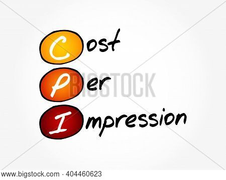 Cpi - Cost Per Impression Acronym, Business Concept Background