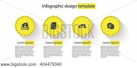 Set Hanging Sign With Rent, House Contract, Warehouse And Real Estate Message. Business Infographic 