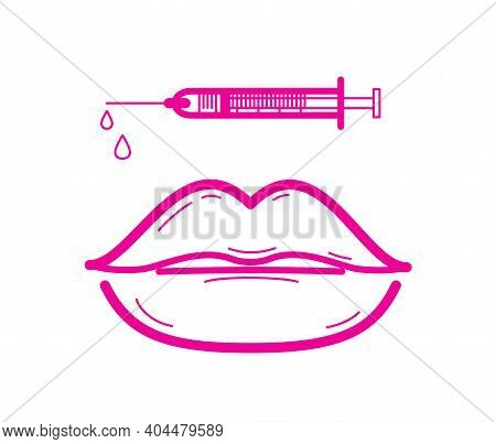 Full Lips Injection Icon. Sexy Aesthetic Lips With Fillers. Vector Simple Illustration.