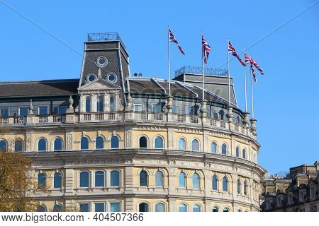 Trafalgar Square, London Uk. Grand Buildings, Built In 1880s.