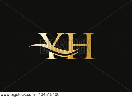 Swoosh Letter Yh Logo Design For Business And Company Identity. Water Wave Yh Logo With Modern Trend