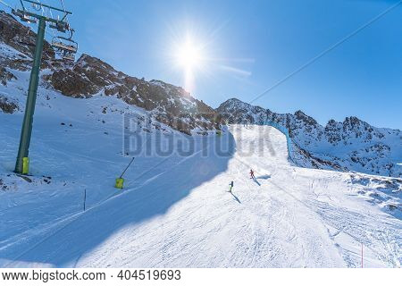 Ordino Arcalis By Grandvalira Pyrenees Station In Winter 2021.