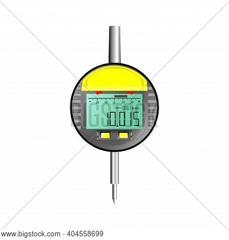 Digital Dial Gauge. Measuring Instrument On A White Background. Vector Illustration