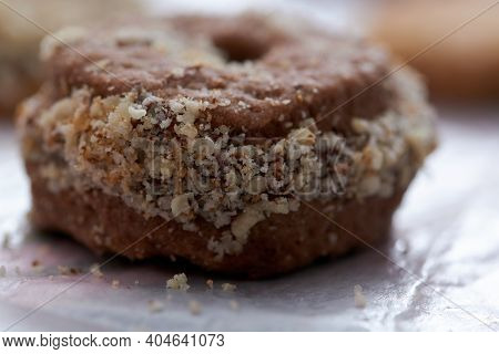 Pouring Chocolate On Just Baked Christmas Cookies
