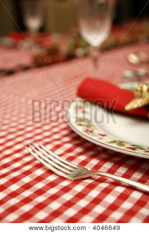 Kerst tabel servet, plaat en vork
