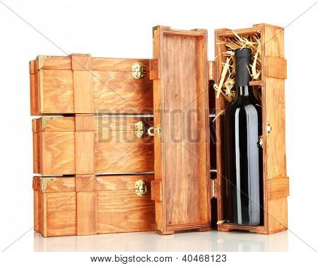 흰색 절연 와인에 대 한 나무 상자