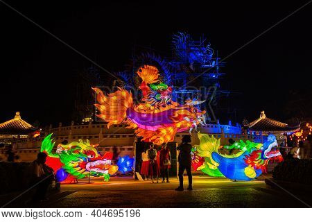 Nakhonsawan, Thailand - December 2018: Lantern Puppet Festival To Celebrate Chinese New Year, Where 