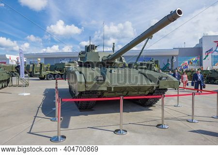 Moscow Region, Russia - August 25, 2020: The Newest Russian Armata Tank Т-14 On The Military Interna