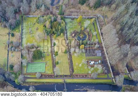 Victorian Old Walled Garden And Tennis Court In Private Grounds