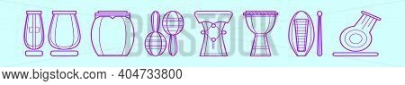 Set Of Percussion Instrument Cartoon Icon Design Template With Various Models. Modern Vector Illustr