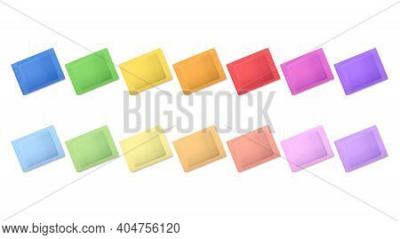 Rainbow Colored Packets. A Set Of Pouches In Vibrant Colors, And Another Set In Softer Tones. Multic