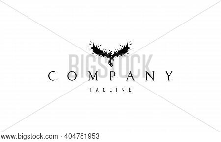 Vector Logo On Which An Abstract Image Of A Fiery Phoenix.