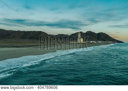 Aerial View Of Cabo De Gata Sescape  Salinas Church San Miguel Andalusia Spain