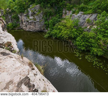 Buky Canyon Summer Landscape, Hirskyi Tikych River, Cherkasy Region, Ukraine.