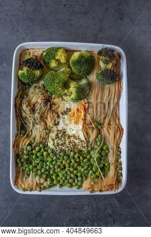 Healthy Baked Green Spaghetti Pasta With Feta Cheese