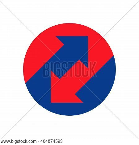 Up Down Arrows Icon Inside Circle. Upward, Downward Business Logo. Trading Concept. Two Way Arrow Sy