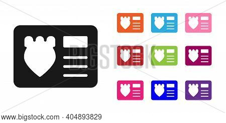 Black Police Badge With Id Case Icon Isolated On White Background. Set Icons Colorful. Vector