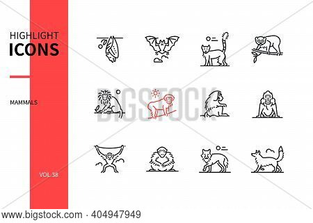 Different Mammals - Modern Line Design Style Icons Set