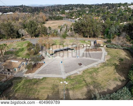 Aerial View Of The Amphitheater Kit Carson Park, Municipal Park In Escondido, California, Usa. 16th 