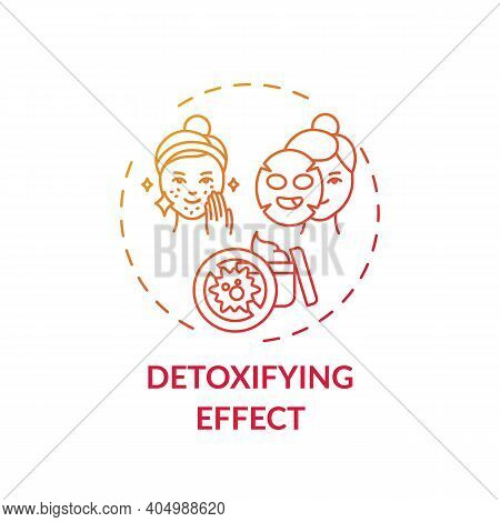 Detoxifying Effect Concept Icon. Face Mask Idea Thin Line Illustration. Revealing Luminous Skin. Red