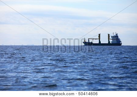 Cargo Conteiner Ship Sailing In Still Water