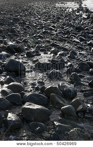 Wild Rocky Coastline Of A Irish Beach