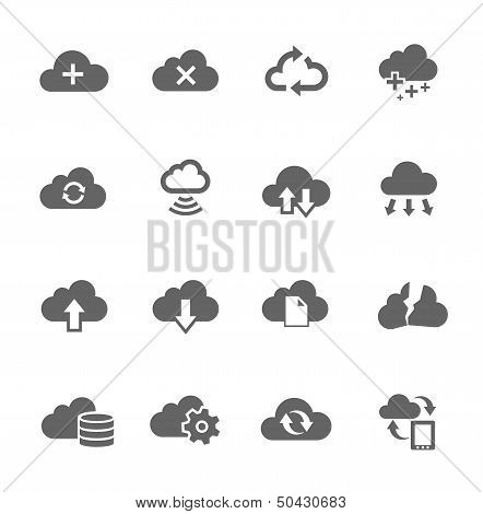 Simple Icon set related to computing cloud