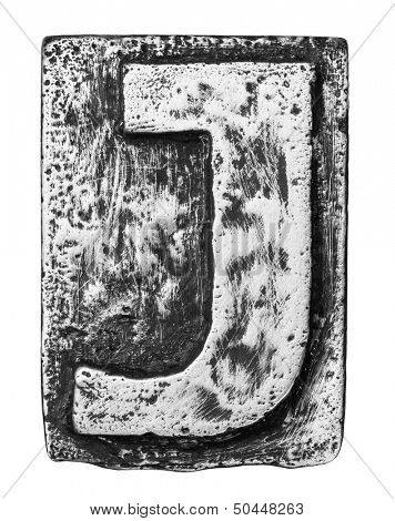 Metal alloy alphabet letter J