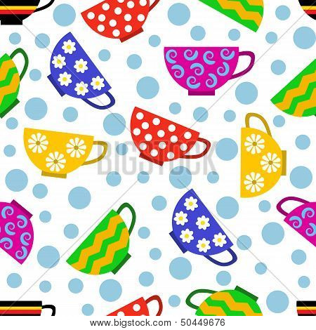 seamless pattern with colorful cups