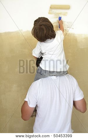 father and son paint room