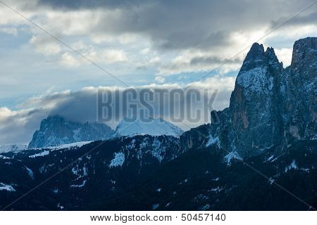 Predawn Morning Winter Mountain Landscape (italy)