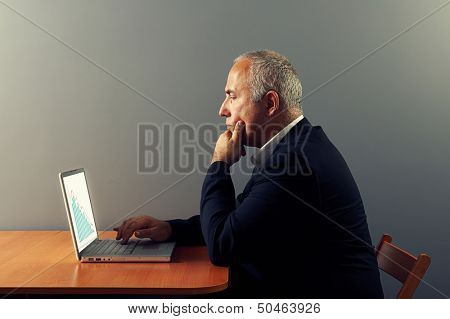 despondent businessman looking at graph