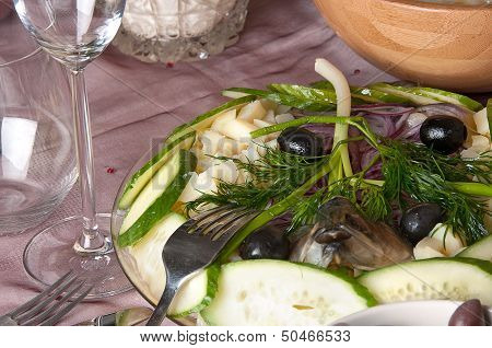 Potatoes With Herring On The Table